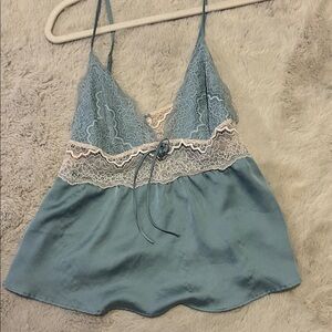 Victoria's Secret Lace Trimmed Blue Cami